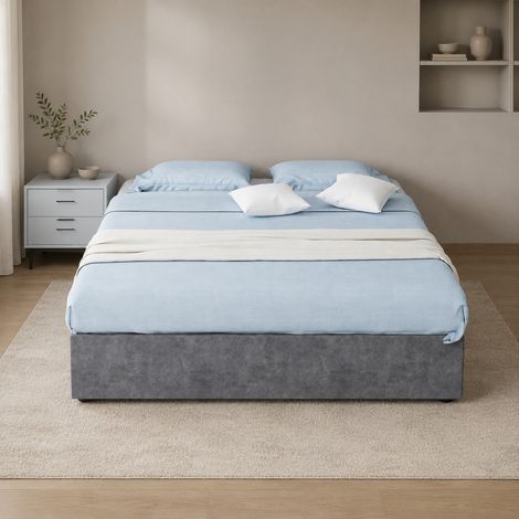 MEUBLIV giroletto 140x200 cm grigio – contenitore sollevabile, senza testiera né materasso (1/5)
