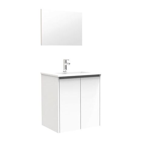 ONDEE - Mueble de baño suspendido colección IVAN S+ - Entregado en kit  - Blanco - 2 Puertas - Ancho 80cm
