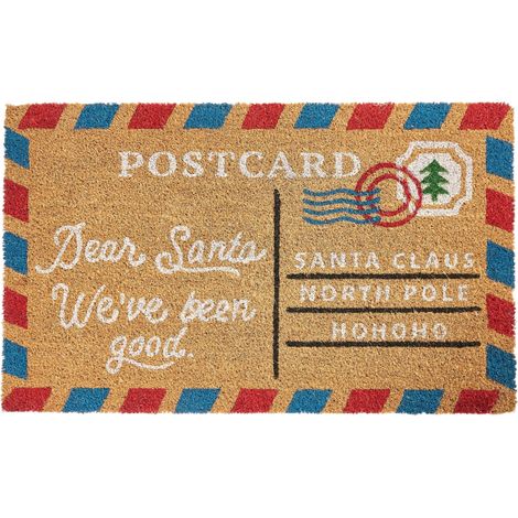 Doormat Natural Coir with Rubber Bottom 50 x 80 cm Xmas Christmas Postcard Festive Motif Anti Slip KATALLA (1/5)