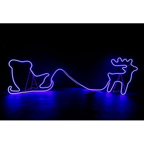 Reindeer 30x40cm and Sleigh 30x45cm Rope Light Silhouette-blue (1/5)