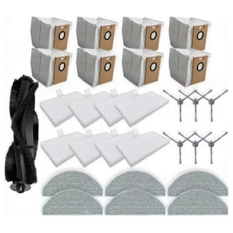 Lot de 29 pièces pour aspirateurs Lydsto R1 Edge / R1D Edge, MiWhole M9 Lite et Roidmi Eve Rook : brosse, chiffon, filtre et sac à poussière.