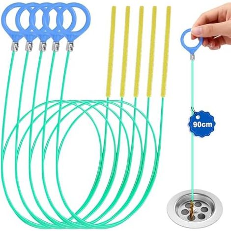 Lot de 5 Furet Déboucheur Canalisation 90cm, Professionnel pour Nettoyage d’évier, Lavabo, Baignoir, Vidange - (1/5)