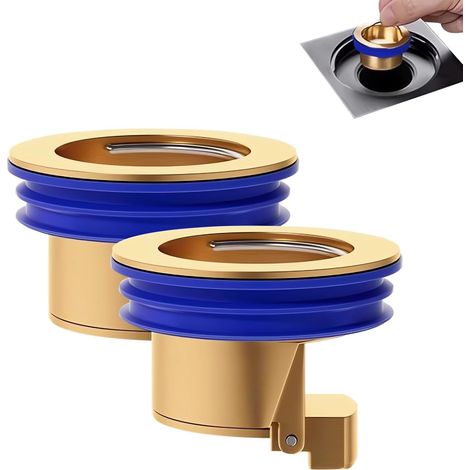 The two-stage shower check valve with magnetic float and brass drain plug ensures quick drainage and suitable for shower cubicles (gold). (1/5)