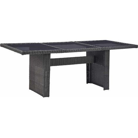 vidaXL Tavolo da Giardino Nero 200x100x74 cm in Vetro e (1/5)