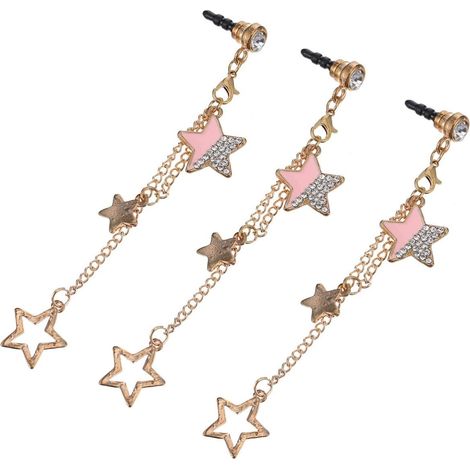 Bouchon Protège Prise et Évite la Poussière Anti-poussière pour Téléphone Portable 3,5 Mm en Alliage, Pendentif Mode, Lot de 3 Pièces (1/5)