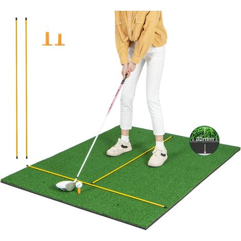 Droitiers et gauchers : Tapis de golf synthétique 32mm pour practice intérieur et extérieur, structure multicouche EVA (1/5)