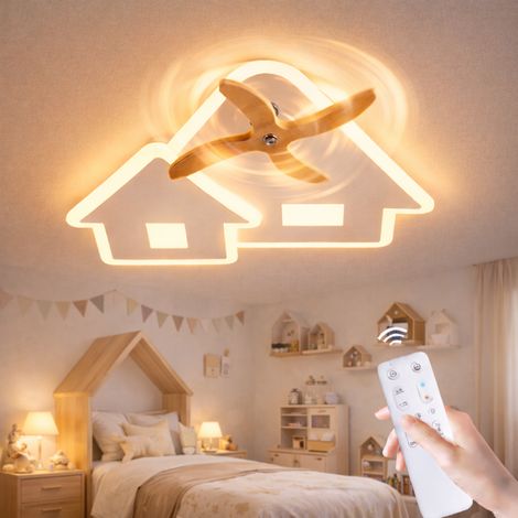 Plafonnier LED télécommande et dimmable moderne enfant veilleuse minuterieblanc - 33W 36cm formes d'masion moulin à vent - Salon chambre d'Enfant (1/4)