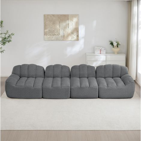 Sofá modular de 4 plazas gris de espuma de alta densidad 32D (1/5)