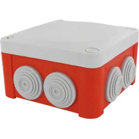 Boite dérivation étanche rouge OPTIBOX tétines IP55 100x100x55mm