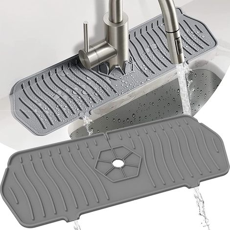 Alfombrilla antigoteo para grifo de 24 pulgadas, protector contra salpicaduras para fregadero de cocina, alfombrilla de secado para fregadero de cocina, soporte para esponja (1/5)