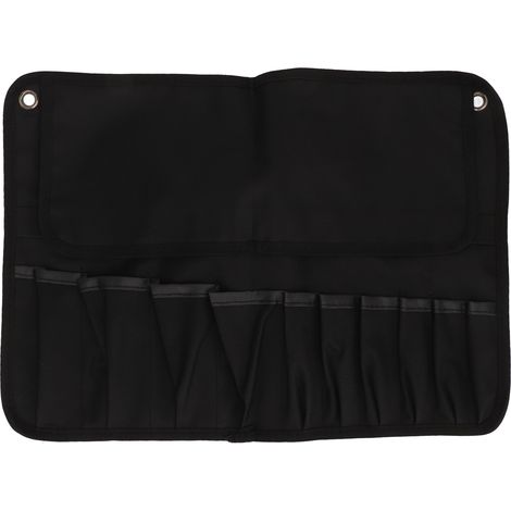 GARRYFIZH Pochette à outils en rouleau pour moto, grande capacité, épaisse, Portable, multi-poches, sac suspendu noir