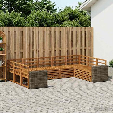 vidaXL Ecksofa Set 9 pcs Natur Massivholz Akazie (1/5)