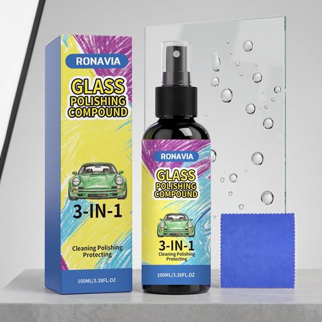Glasreinigungs- und Poliermittel, Autoglasreiniger, Entkalker und Fleckenentferner – 100 ml + 1 Tuch -- BIEMMEDUE (1/5)