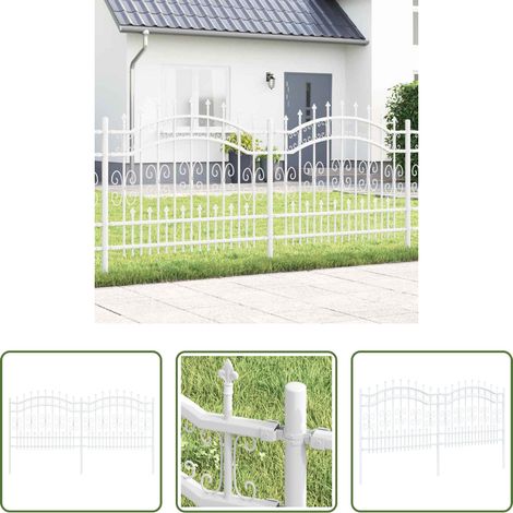 Gartenzaun Weiß -  Gartenzaun Weiß 240 x 140 cm Pulverbeschichteter Stahl