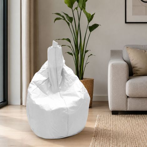Dmora Pouf a sacco elegante, colore bianco, Misure 80 x 120 x 80 cm, con imballo rinforzato (1/4)