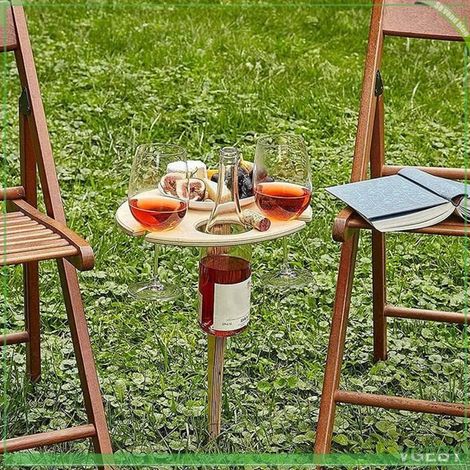 Table à vin en bois - FAFEICY - 20×30 cm - Pliable - Pour 1 bouteille & 2 verres - Légère 350 g (1/5)