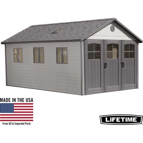 Lifetime – Abri de jardin résine carrossable 19,65 m2 – Dimensions 3,37 x 6,42 m – Charpente acier renforcé – 60237 (1/5)