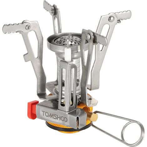 Mini réchaud à gaz portable pour la randonnée, avec cartouches de gaz, brûleurs, pour le camping et les activités de plein air. Fonctionnant au butane et au propane, il est pliable et portable. (1/5)