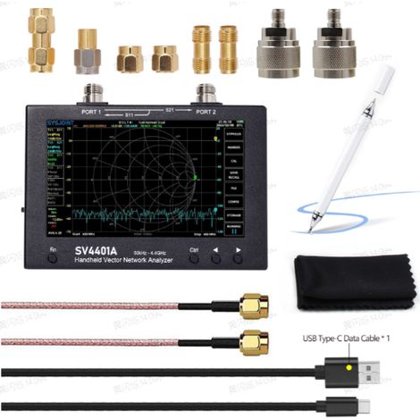 SV4401A Vektor-Netzwerkanalysator 50 kHz–4400 MHz 7-Zoll-Touchscreen 100 dB dynamischer NanoVNA-Vektor-Netzwerkanalysator