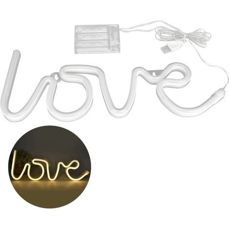 Lumière néon LOVE USB/batterie, lampe LED chaude pour décoration Noël mariage fête.