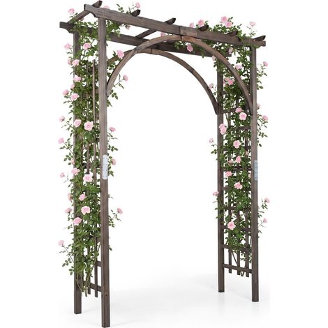 Wood Garden Arch Trellis 85" Tall for Climbing Plants (1/5)