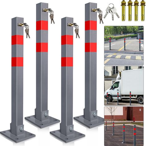 Randaco Poteau de barrage 4X Barrière de parking Rabattable 66cm verrouillable inoxydable