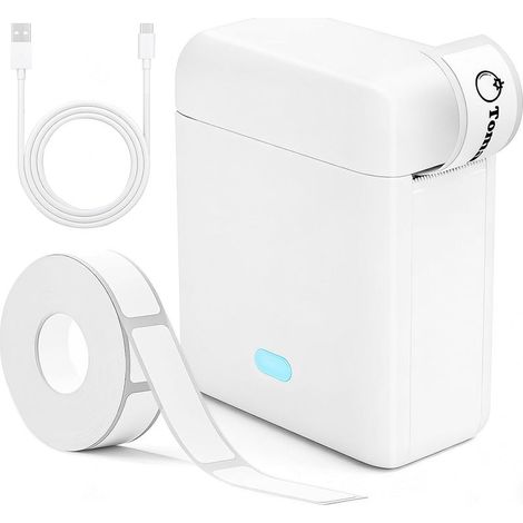 Blanc Imprimante Etiquette Autocollante Bluetooth,Etiqueteuse Autocollantes Mini,Imprimante D'étiquettes Thermique sans Encre Portable,pour Maison,École,Bureau (1/5)