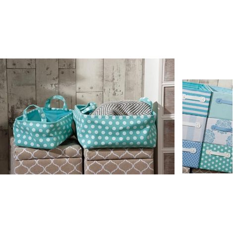 Set 2 Cestini Rettangolari in stoffa play con manici 6 Decori