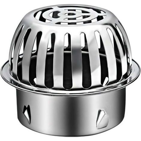 Grille de drainage ronde pour atrium extérieur, couvercle de drain de toit en acier inoxydable, filtre anti-obstruction, grille d'atrium, convient pour terrasse, toit, cour, balcon (110) (1/5)