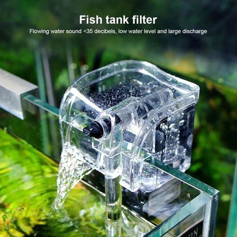 Pompe à filtre à cascade pour aquarium, pompe à oxygène externe à fixer sur le bac pour petit aquarium, filtre suspendu submersible avec circulation d'eau (1/5)