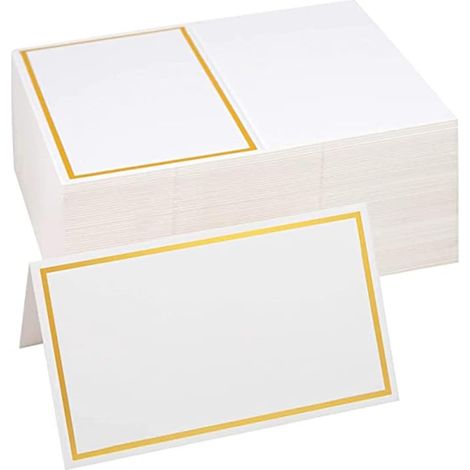 100 leere goldene Tischkarten, 8,5 x 10 cm, Goldrand – für Hochzeiten, Bankette, Abendessen und Feste (1/5)