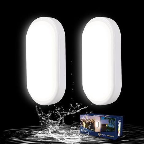 Plafonnier LED Ovale 2 Pack, 12W 1200LM Applique Murale Intérieure, IP54 Plafonnier Salle de Bain, 4000K Luminaires Intérieur, Lampe Exterieur pour Garage Couloir Cave Balcon Jardin (1/5)