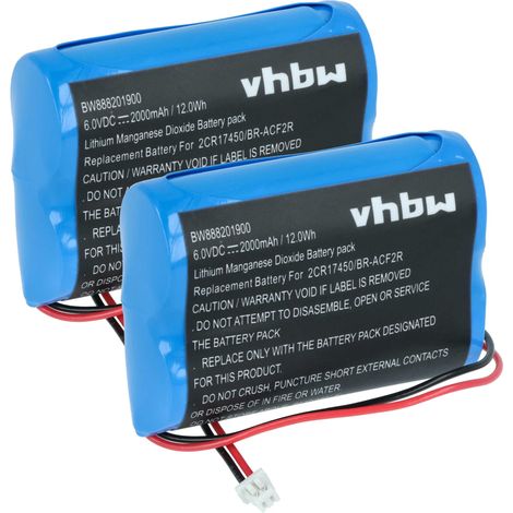 vhbw 2x Battery compatible with Panasonic BR-ACF2R CNC Router, CNC Controller (2000 mAh, 6 V, Li-MnO2)