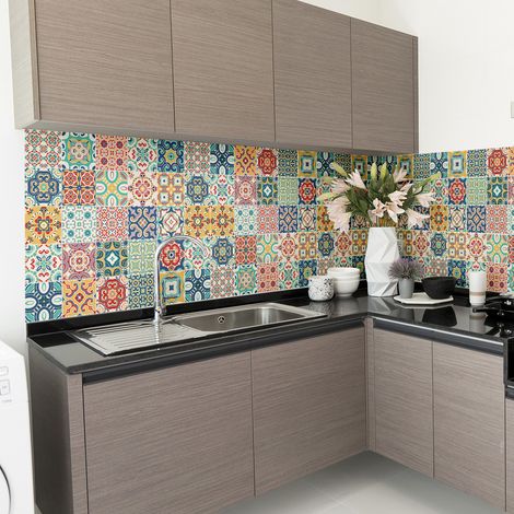 Sticker Mural Carrelage adhésif Cuisine Salle de Bain - 60 STICKERS CARRELAGES AZULEJOS MONTANARES - 60stickers15x15cm (1/5)