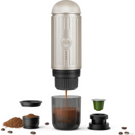 1 Machine à expresso portable, électrique 12 V, compatible capsules NS et café moulu, pour camping voyage (1/4)