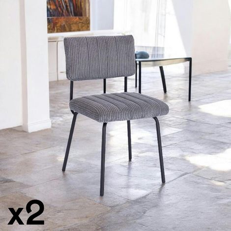 Chaise velours grosses côtes gris (lot de 2) IENA (1/4)
