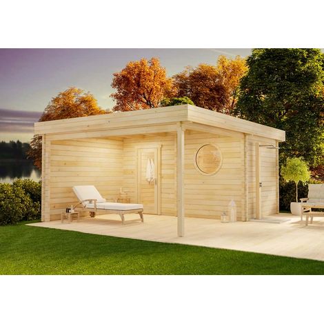 Sauna extérieur Cubus-70 Royal Naturel , 70 mm Épaisseur de paroi 544 x 441 cm (1/3)