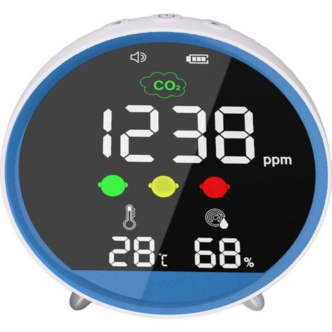 Détecteur de CO2 de bureau 400-5000ppm, testeur intérieur haute précision avec affichage température et humidité, échantillonnage 1,5s (1/5)