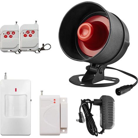 Kabelloser Hausalarm, 115 dB superlauter Hausalarm mit 1 Tür- und Fensteralarm, 1 Sirenenalarm, 2 Fernbedienungen, 1 Bewegungsmelder, Alarm-Set für Garagen-/Wohnmobilalarm