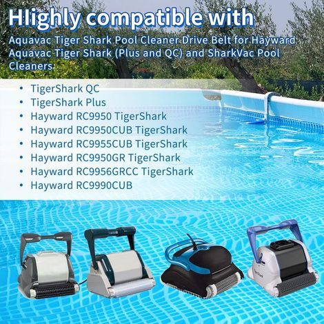 Lot de 2 courroies d'entraînement RCX23002 Aquavac Tiger Shark pour nettoyeur de piscine Hayward Aquavac Tiger Shark (plus et QC) et SharkVac (1/2)