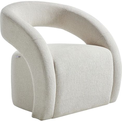 Fauteuil en tissu chenille beige LUCIOTA de Maison Céphy (1/5)