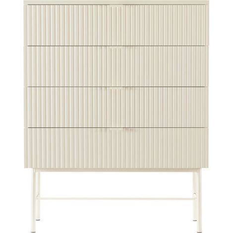 Commode 4 tiroirs en bois et métal L79cm - Crème - MOLLY (1/5)
