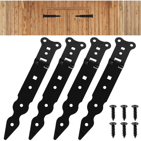 Lot de 4 charnières de portail et porte, 200 mm, suspension de lancer, charnière en croix noire, charnière de portail de jardin (1/5)