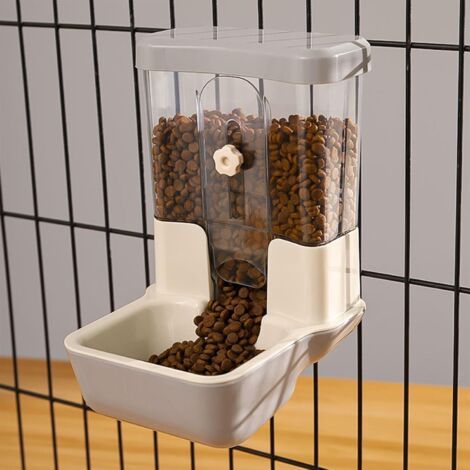 Distributeur Automatique de Nourriture pour Animaux 800ml Distributeur de Nourriture sans Alimentation Réglable pour Cage Clapier Clôture pour Petits Animaux Lapin Cobaye Chinchilla Oiseau(Gris) (1/5)