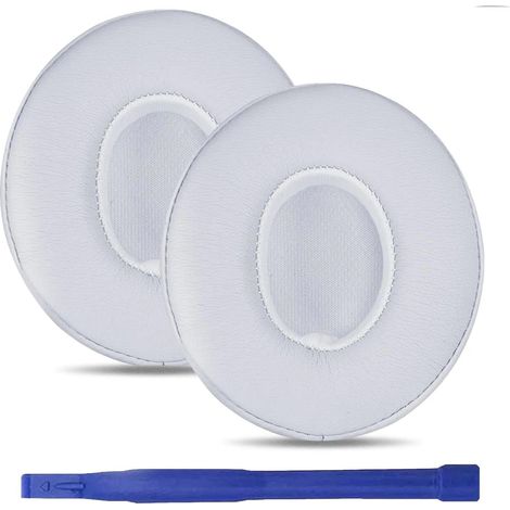 Coussinets de Rechange compatibles avec Casque Beats Solo3/Solo2, Cuir protéiné Souple (Blanc)