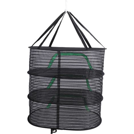Égouttoir suspendu en filet avec fermeture éclair, en polyester respirant et pliable, pour poissons, légumes, fruits et pétales, 3 niveaux (1/5)