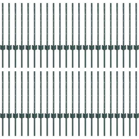Poteaux de clôture 44 pcs U-Channel Vert 100 cm Acier CFW5474396 (1/5)