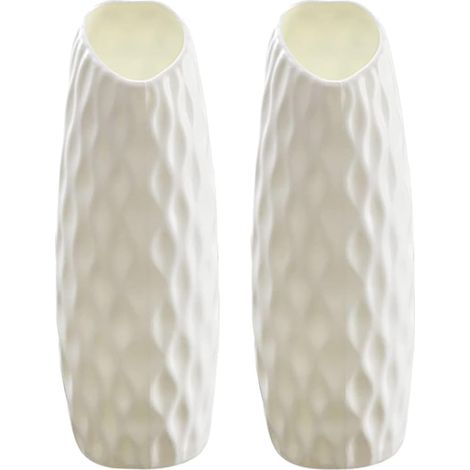 de 2 vases à fleurs en plastique blanc porte fleurs (1/5)