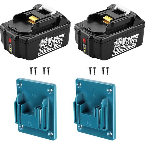 2X Batterie 18V pour Makita BL1850B BL1860B BL1840 BL1830 BL1815 LXT DMR107 DMR108 avec LED + Cadeau : Pendentif d'outil (1/5)