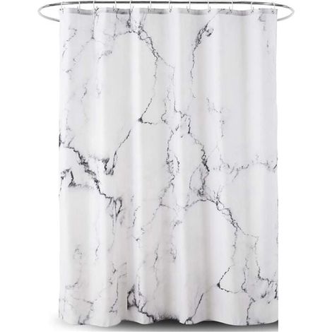 Rideau de douche en marbre, anti-moisissure, antibactérien, imperméable en polyester avec 12 anneaux de rideau de douche , rideaux de douche pour baignoire et douche dans la salle de bain, 180 × 180CM (1/5)